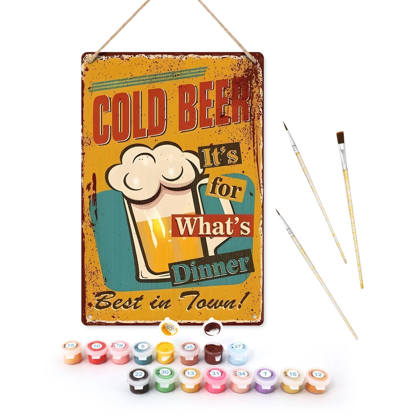 ColourMost™ Metal Bar/Posters Art Paint By Numbers- Cold Beer for Dinner #09 (20x30cm /7.8"x11.8")
