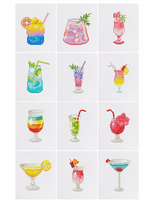 ColourMost™ Mini Diamond Painting Series #01: 'Summer Drinks' - Frameless 12-in-1 Set (6"x7" / 15x18cm)