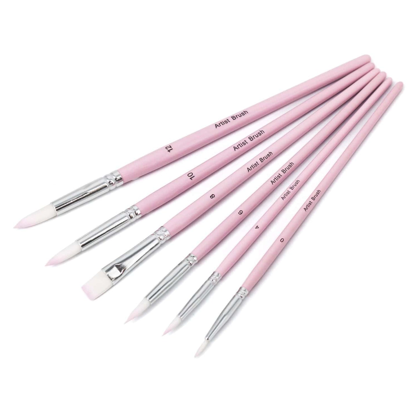 Professional Handmade Nylon Watercolor Brush Set 6pcs for Art Painting - Acrylic, Watercolor, Oil(Pink)