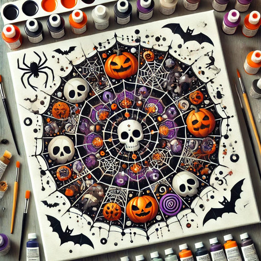 "Serenity Mandalas" Series by ColourMost™ - Halloween/Skull #02 | Original Paint by Numbers (16"x16" / 40x40cm)