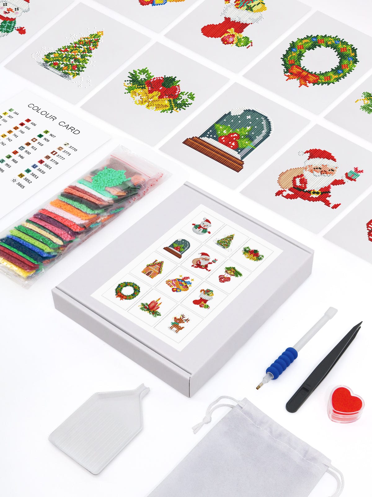 ColourMost™ Mini Diamond Painting Series #09: 'Christmas Cheer 3' - Frameless 12-in-1 Set (6"x7" / 15x18cm)