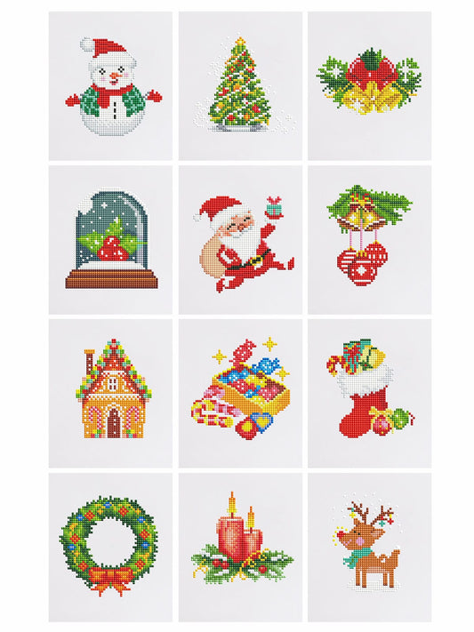 ColourMost™ Mini Diamond Painting Series #09: 'Christmas Cheer 3' - Frameless 12-in-1 Set (6"x7" / 15x18cm)