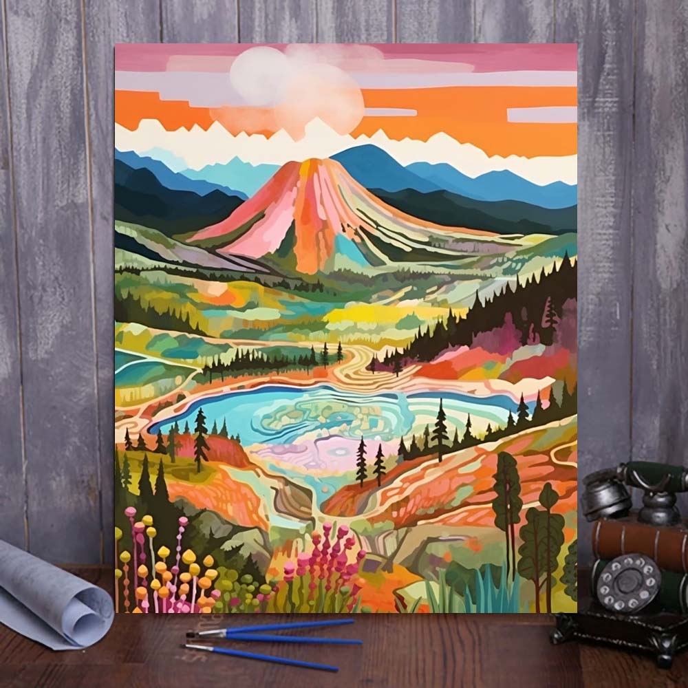 "Colorful Yellowstone" Series by ColourMost™ #30 - 'Azure' | Original Paint by Numbers (16"x20" / 40x50cm) | Also ship to UK, CA, AU, and NZ