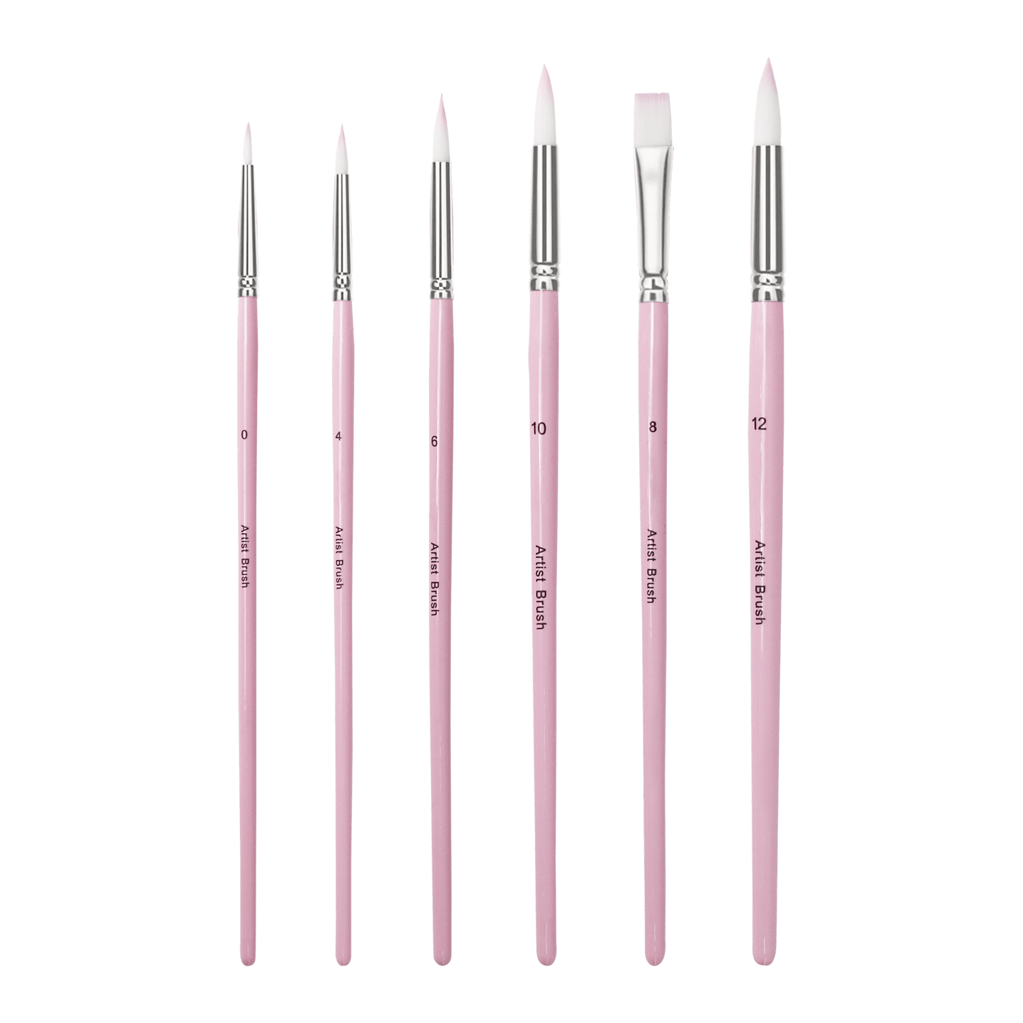 Professional Handmade Nylon Watercolor Brush Set 6pcs for Art Painting - Acrylic, Watercolor, Oil(Pink)