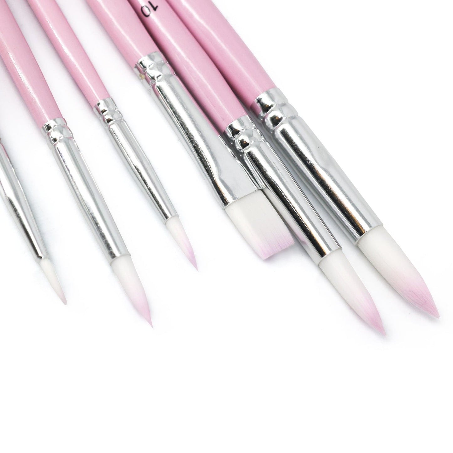 Professional Handmade Nylon Watercolor Brush Set 6pcs for Art Painting - Acrylic, Watercolor, Oil(Pink)