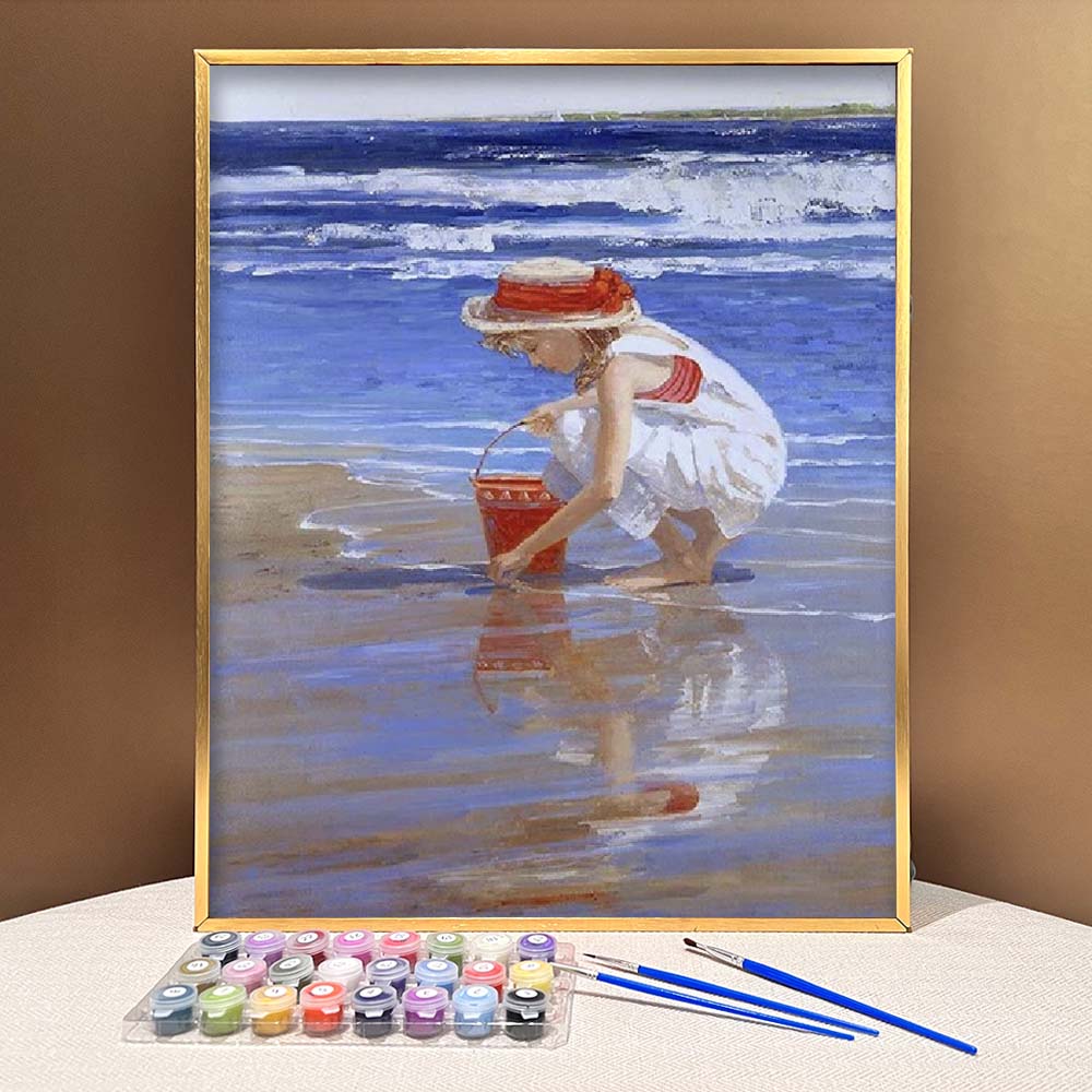 ColourMost™ DIY Painting By Numbers -Girl picking shells(16"x20")