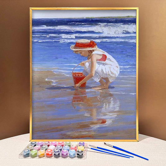 ColourMost™ DIY Painting By Numbers -Girl picking shells(16"x20")
