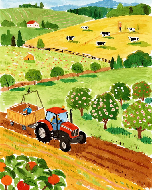 Countryside Harvest – DIY Paint by Numbers Kit for Adults | Nature-Inspired Wall Art & Relaxation