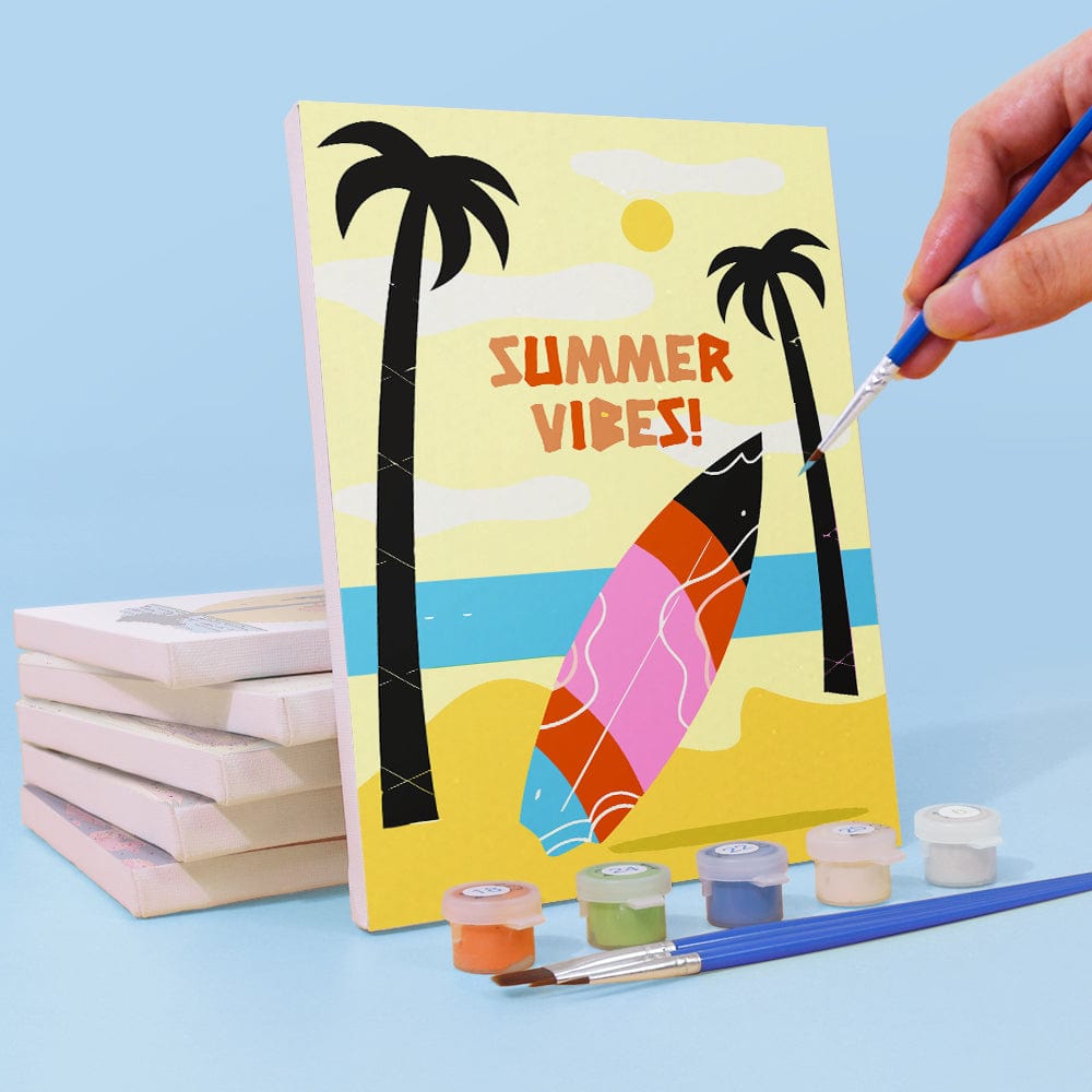 6 Mini Paintings – Retro Summer Vibes Set (5.9” x 7.9” / 15 x 20 cm)