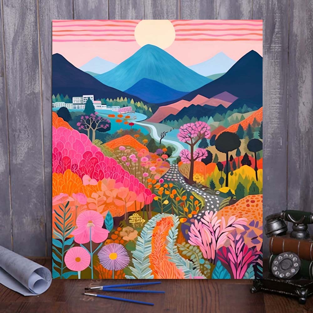 "Colorful Mountains" Series by ColourMost™ #04 - 'Arcanum' | Original Paint by Numbers (16"x20" / 40x50cm) | Also ship to UK, CA, AU, and NZ