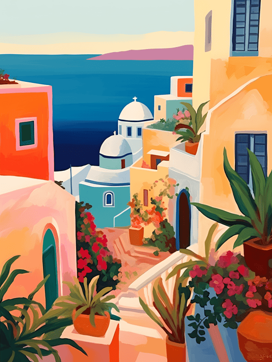 "Santorini, Greece" Series by ColourMost™ #06 - 'Rhapsody' | Original Paint by Numbers (16"x20" / 40x50cm) | Also ship to UK, CA, AU, and NZ