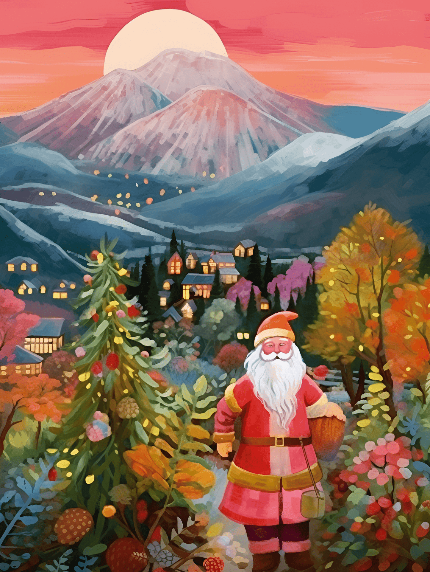 "Colorful Mountains" Series by ColourMost™ #30 - 'Santa's Sunset' | Original Paint by Numbers | Also ship to UK, CA, AU, and NZ