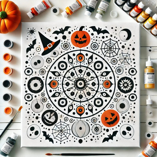 "Serenity Mandalas" Series by ColourMost™ - Halloween/Skull #04 | Original Paint by Numbers (16"x16" / 40x40cm)