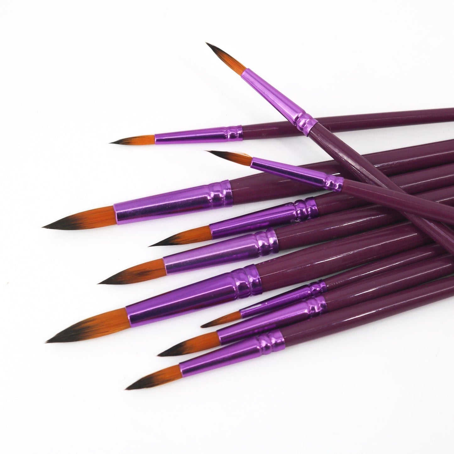 Professional Handmade 12 PCS Round Paint Brushes Set, Artist Brush for Acrylic Watercolor Oil Painting