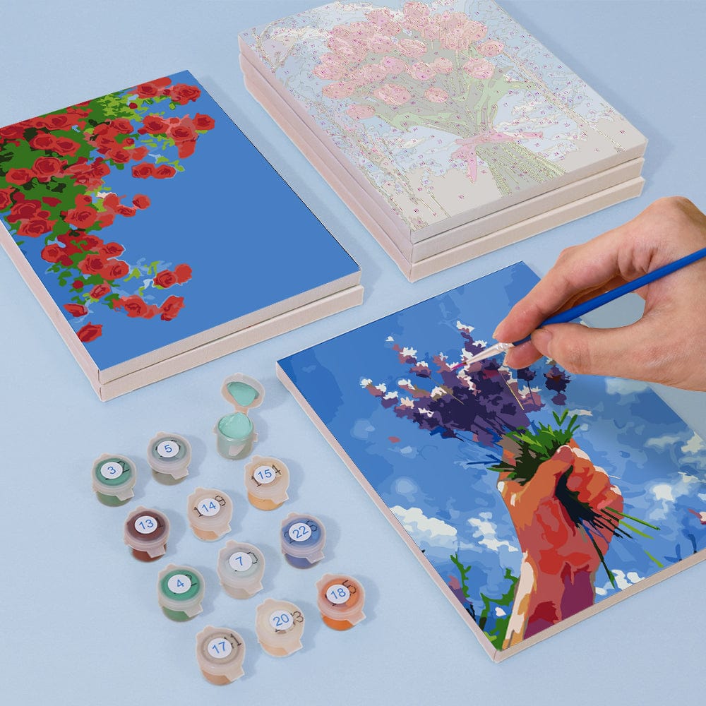 6 Mini Paintings – Flowers to the Sky Set (5.9” x 7.9” / 15 x 20 cm)