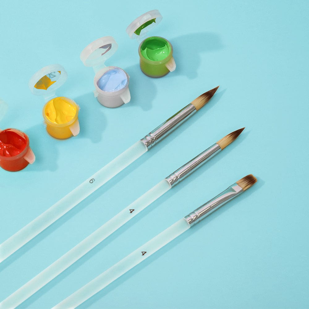 Professional Handmade 3-Pcs Paint Brush Set, Artist Paint Brushes, White Synthetic Nylon Tips