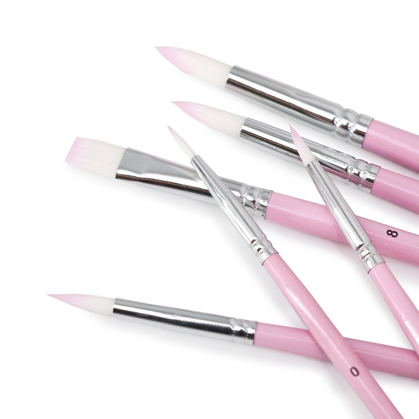 Professional Handmade Nylon Watercolor Brush Set 6pcs for Art Painting - Acrylic, Watercolor, Oil(Pink)