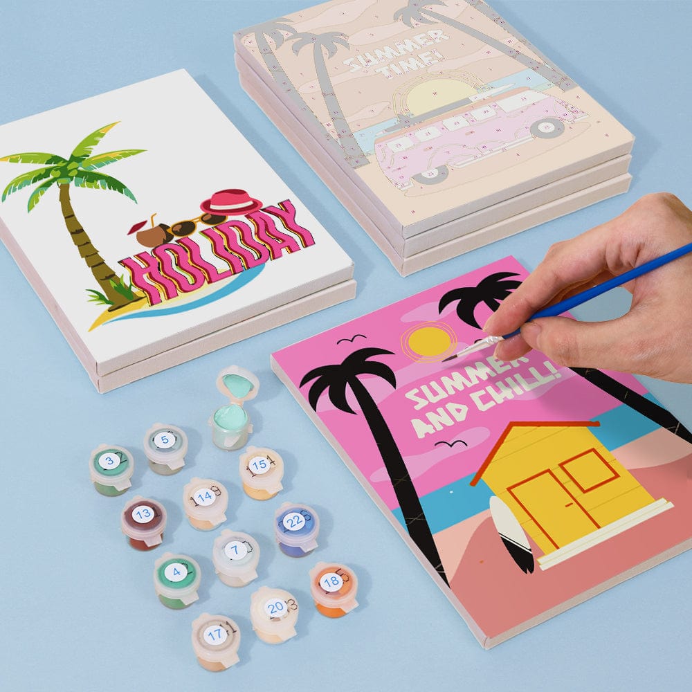 6 Mini Paintings – Retro Summer Vibes Set (5.9” x 7.9” / 15 x 20 cm)