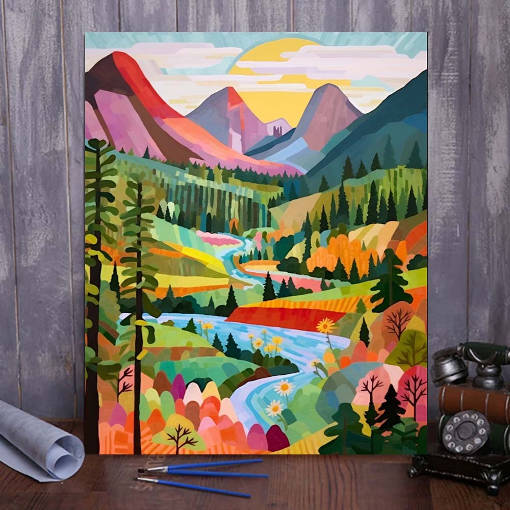 "Colorful Yosemite" Series by ColourMost™ #05 on Cathedral Rocks & Spires - 'Elysian' | Original Paint by Numbers