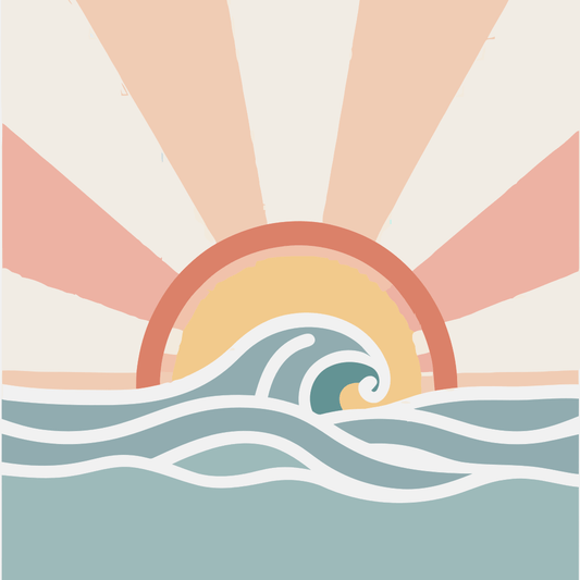 ColourMost™ Mini Paint by Numbers Series #06: 'Sunset Waves' (8"x8" / 20x20cm)