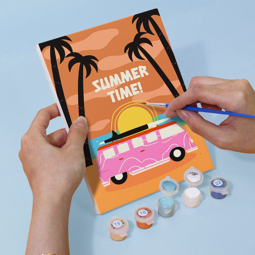 6 Mini Paintings – Retro Summer Vibes Set (5.9” x 7.9” / 15 x 20 cm)