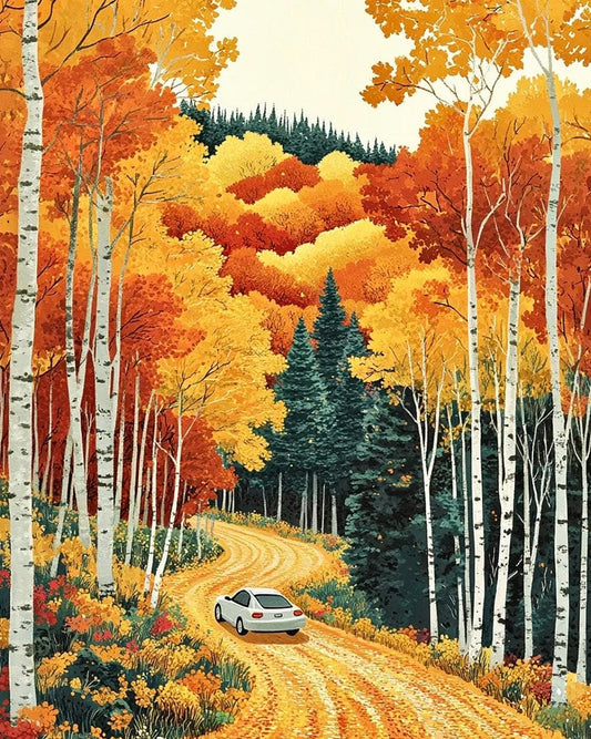 Whispering Aspens – DIY Paint by Numbers Kit for Adults | Serene Forest Escape