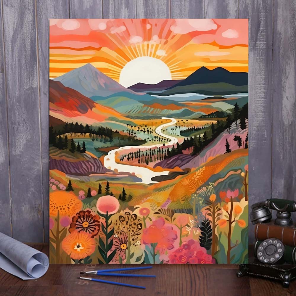 "Colorful Yellowstone" Series by ColourMost™ #06 - 'Zenith' | Original Paint by Numbers (16"x20" / 40x50cm) | Also ship to UK, CA, AU, and NZ