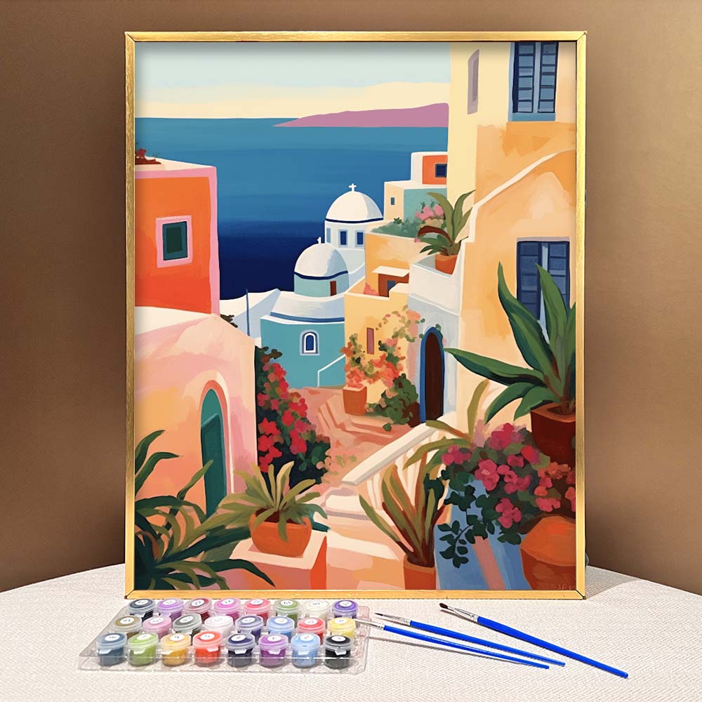 "Santorini, Greece" Series by ColourMost™ #06 - 'Rhapsody' | Original Paint by Numbers (16"x20" / 40x50cm) | Also ship to UK, CA, AU, and NZ
