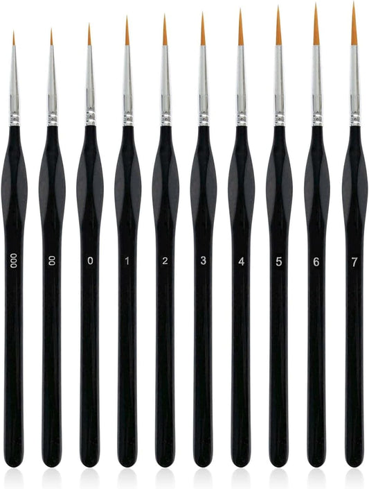 Professional Handmade 10Pcs Micro Paint Brushes Set with Triangular Handles