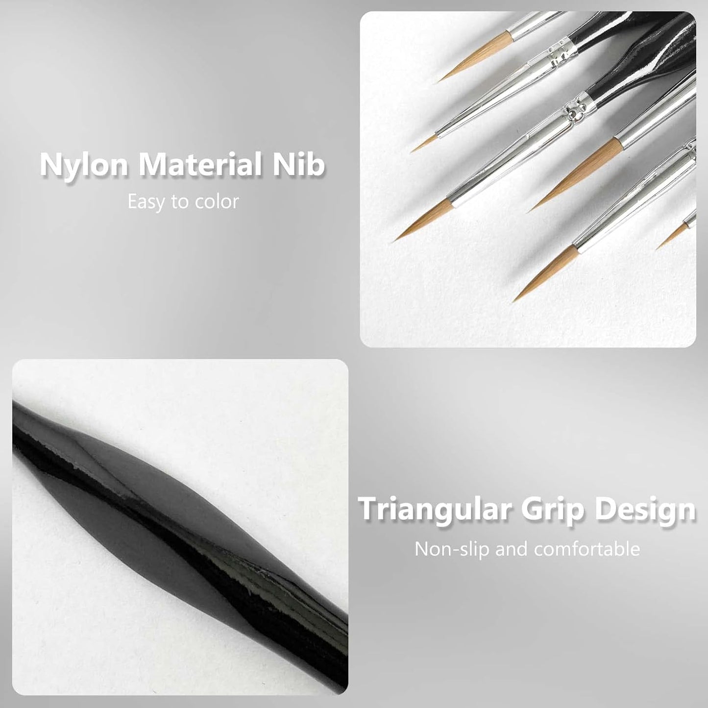 Professional Handmade 10Pcs Micro Paint Brushes Set with Triangular Handles