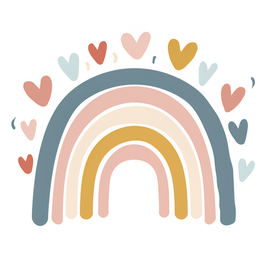 ColourMost™ Mini Paint by Numbers Series #11: 'Rainbow Hearts' (8"x8" / 20x20cm)