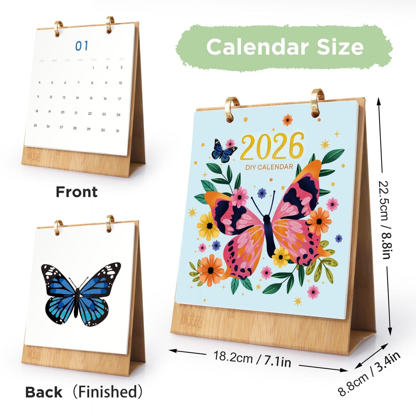 ColourMost™ 2026 Desk Calendar Series – Butterflies /Paint by Numbers(18.2cm x 22.5cm)