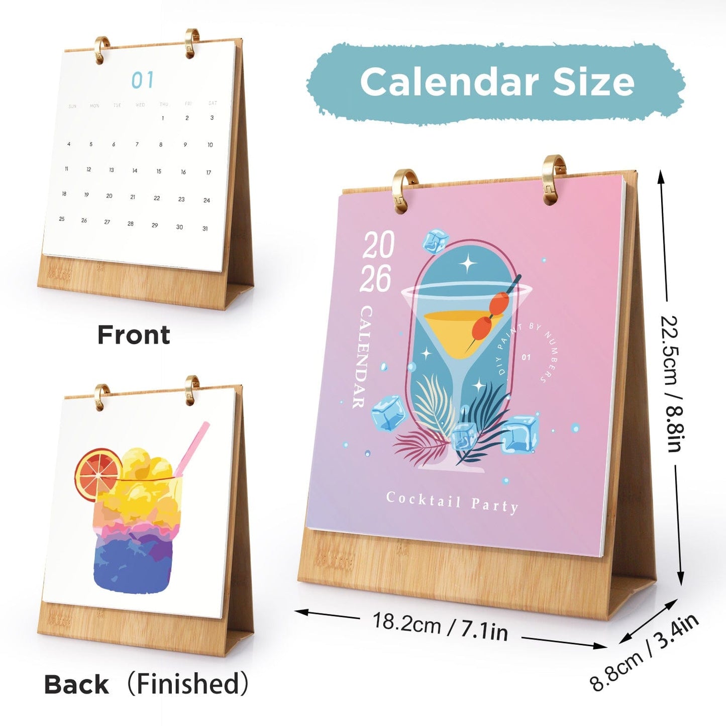 ColourMost™ 2026 Desk Calendar Series – Drinks /Paint by Numbers(18.2cm x 22.5cm)