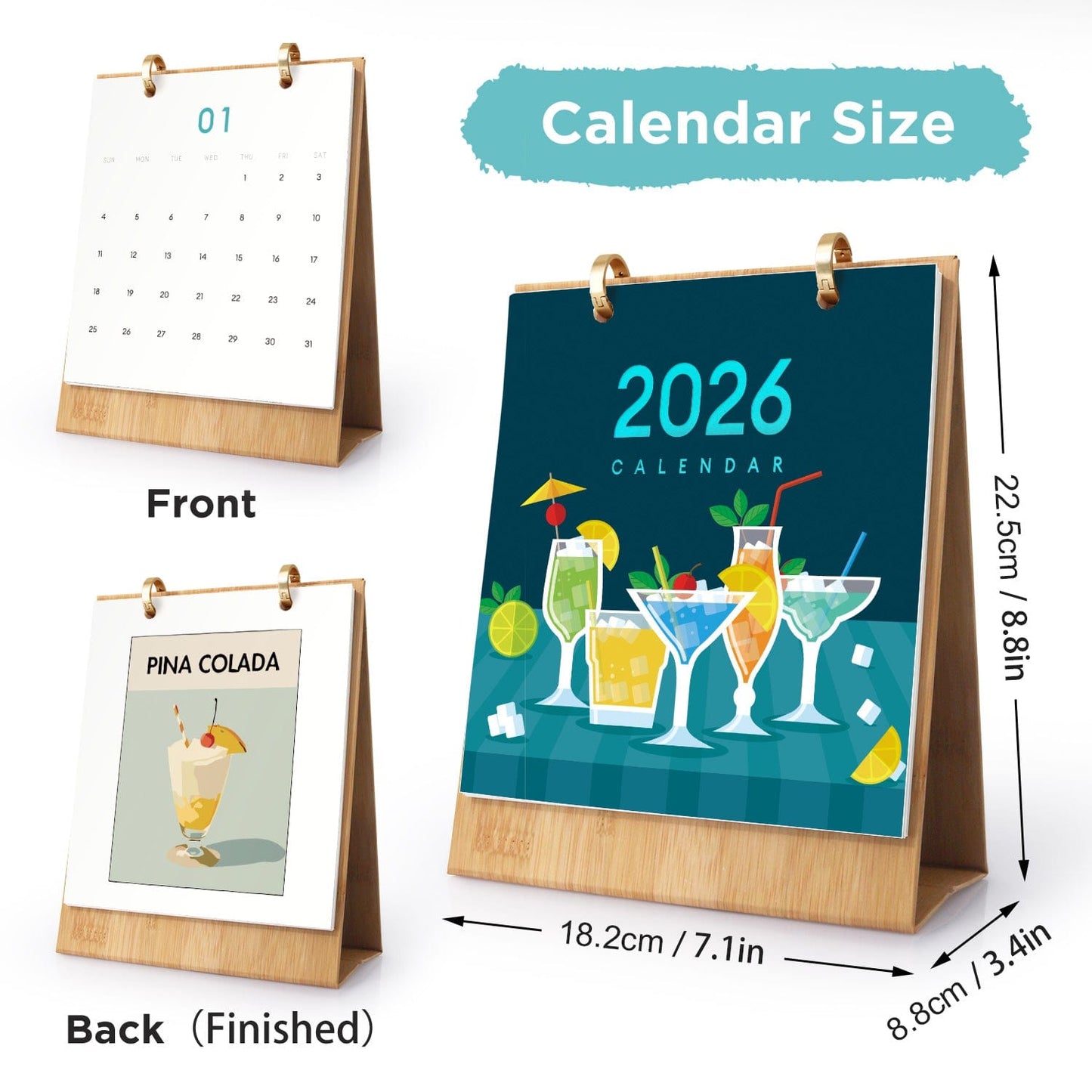 ColourMost™ 2026 Desk Calendar Series – Cocktails /Paint by Numbers(18.2cm x 22.5cm)