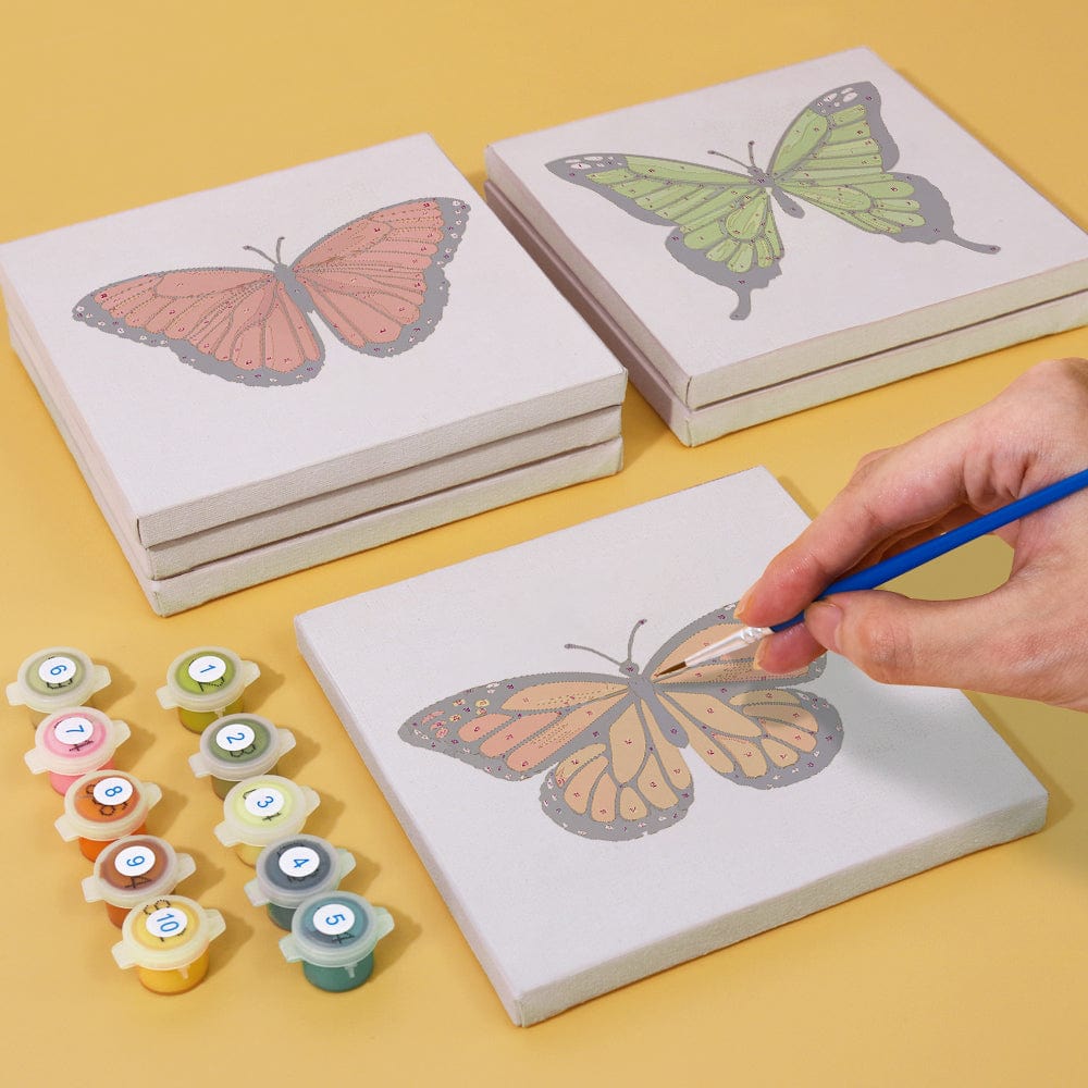 ColourMost™ Mini Paint by Numbers Series #03: 'Butterfly' - 6-in-1 Set (6"x6" / 15x15cm)
