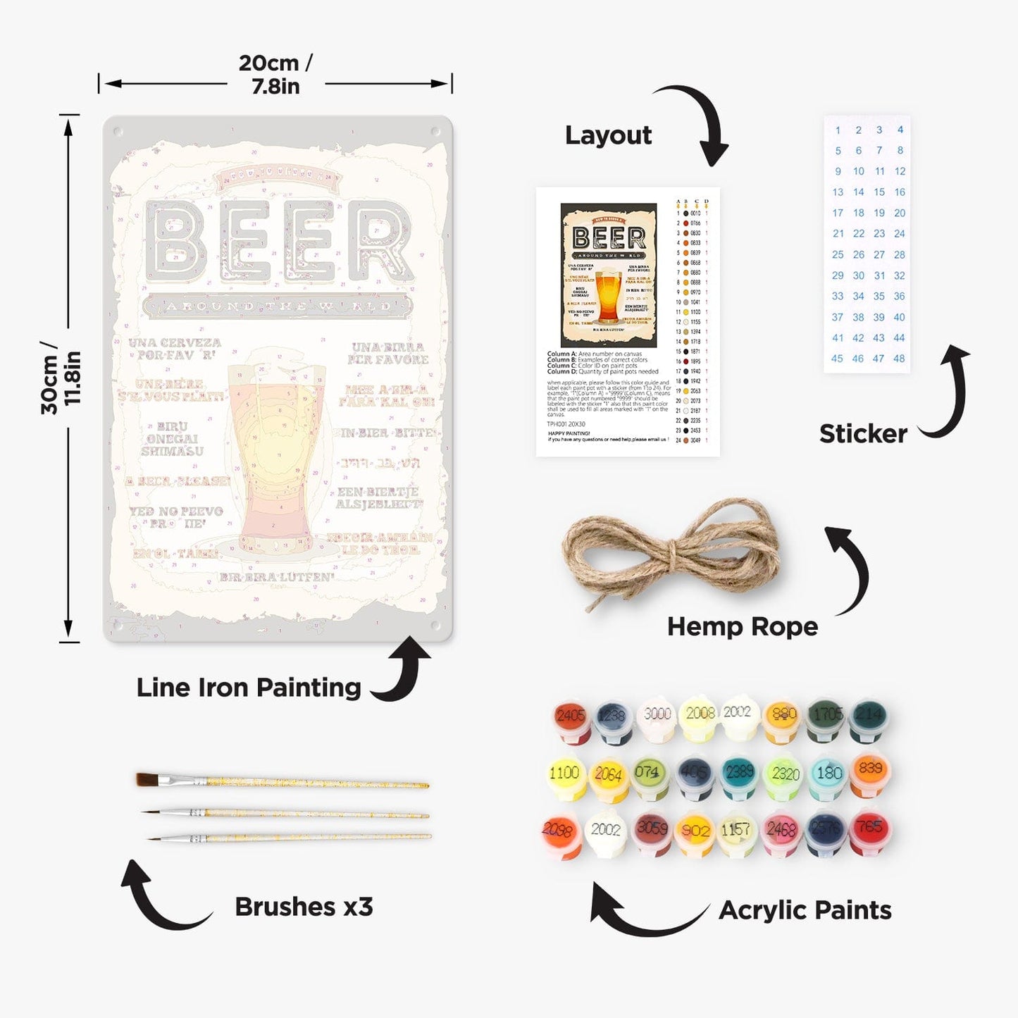 ColourMost™ Metal Bar/Posters Art Paint By Numbers- Beer Please! #01(20x30cm /7.8"x11.8")