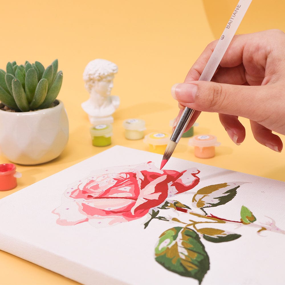 Professional Handmade 3-Pcs Paint Brush Set, Artist Paint Brushes, White Synthetic Nylon Tips