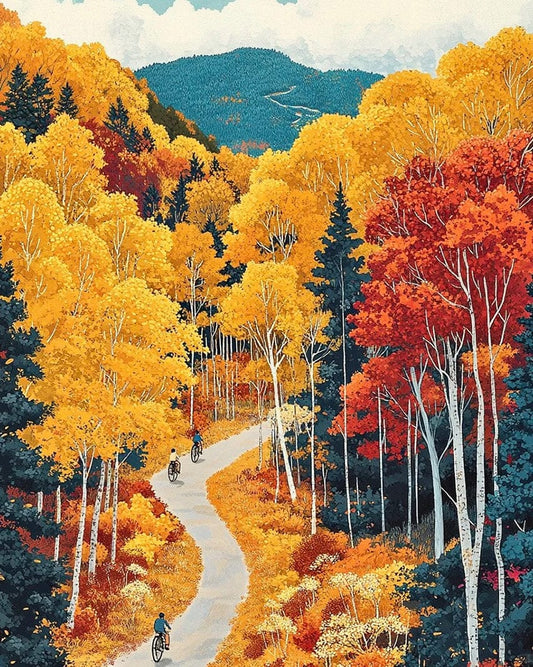 Golden Forest Ride – DIY Paint by Numbers Kit for Adults | Nature & Adventure Series