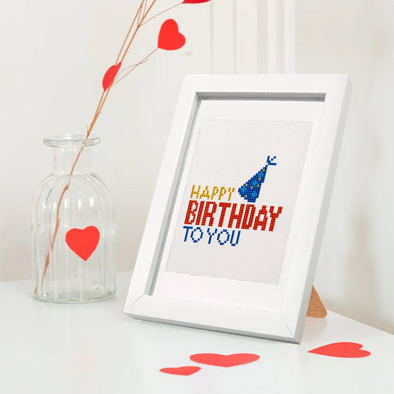 ColourMost™ Mini Diamond Painting Series #10: 'Happy Birthday' - Frameless 12-in-1 Set (6"x7" / 15x18cm)