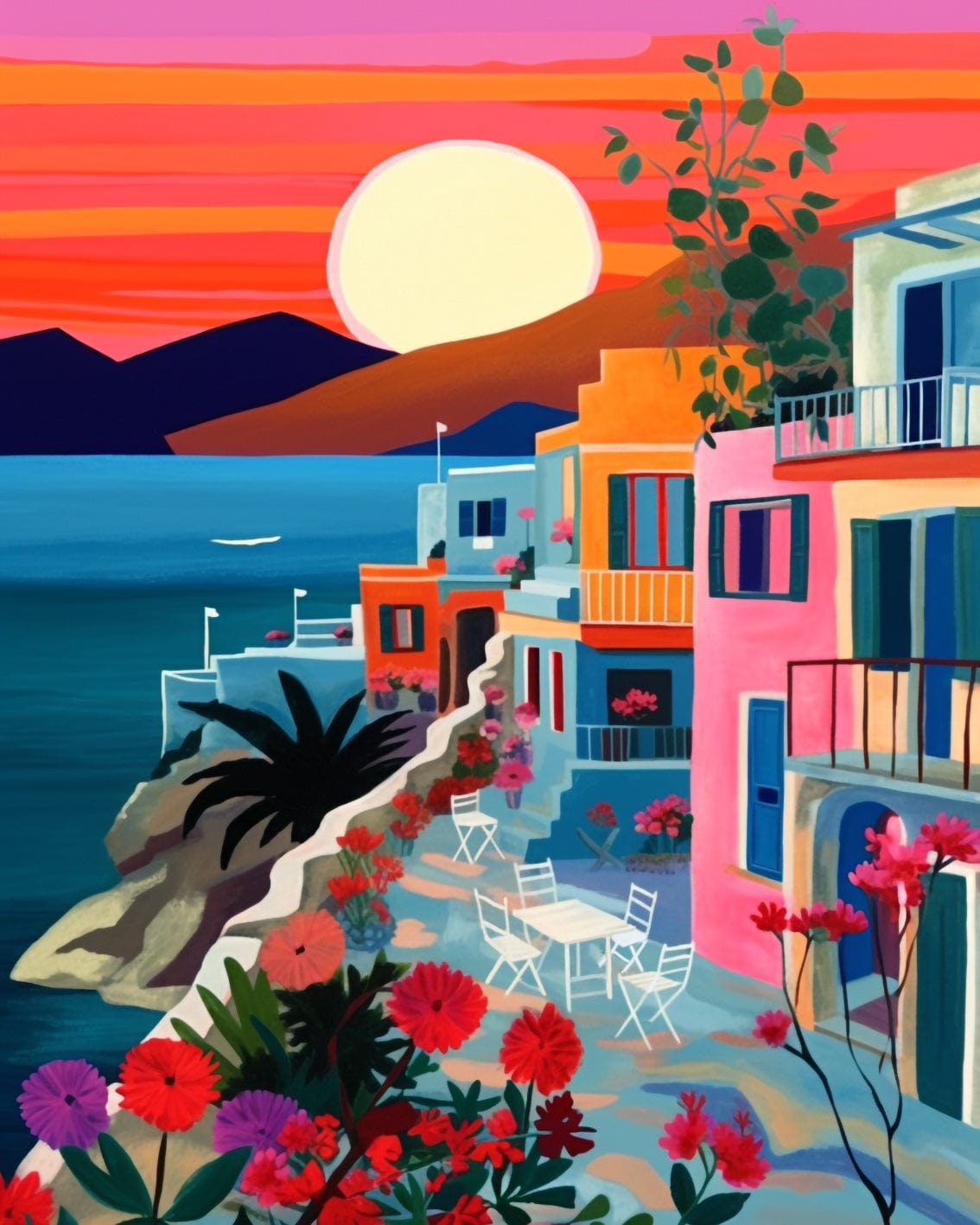 "Santorini, Greece" Series by ColourMost™ #01 - 'Elysian' | Original Paint by Numbers (16"x20" / 40x50cm) | Also ship to UK, CA, AU, and NZ