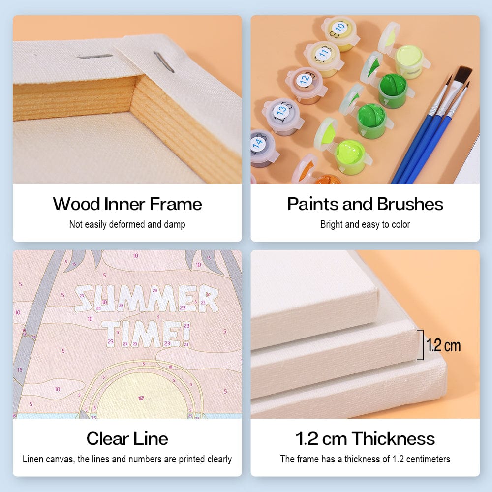 6 Mini Paintings – Retro Summer Vibes Set (5.9” x 7.9” / 15 x 20 cm)