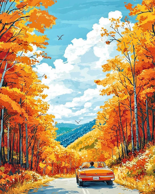Open Road Journey – DIY Paint by Numbers Kit for Adults | Relaxing Scenic Escape