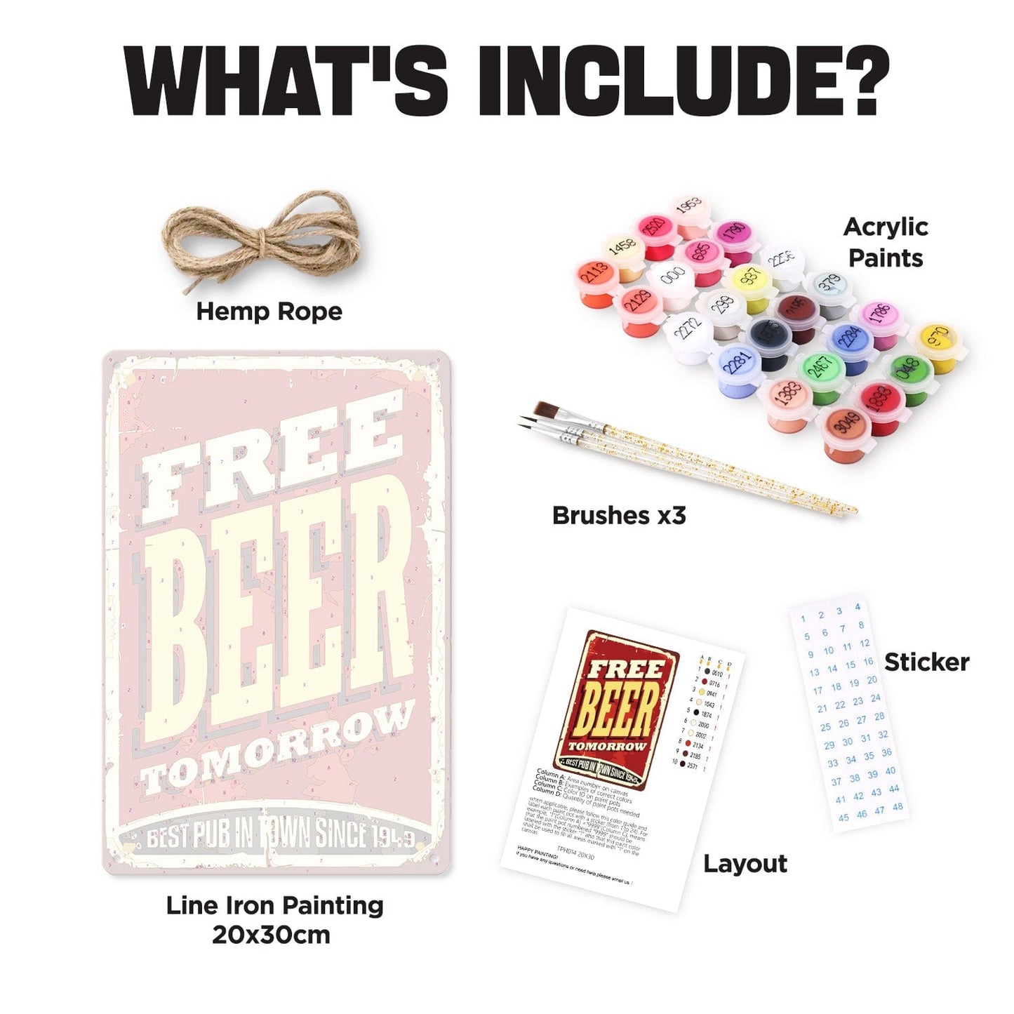 ColourMost™ Metal Bar/Posters Art Paint By Numbers- Free Beer Tomorrow #14 (20x30cm /7.8"x11.8")