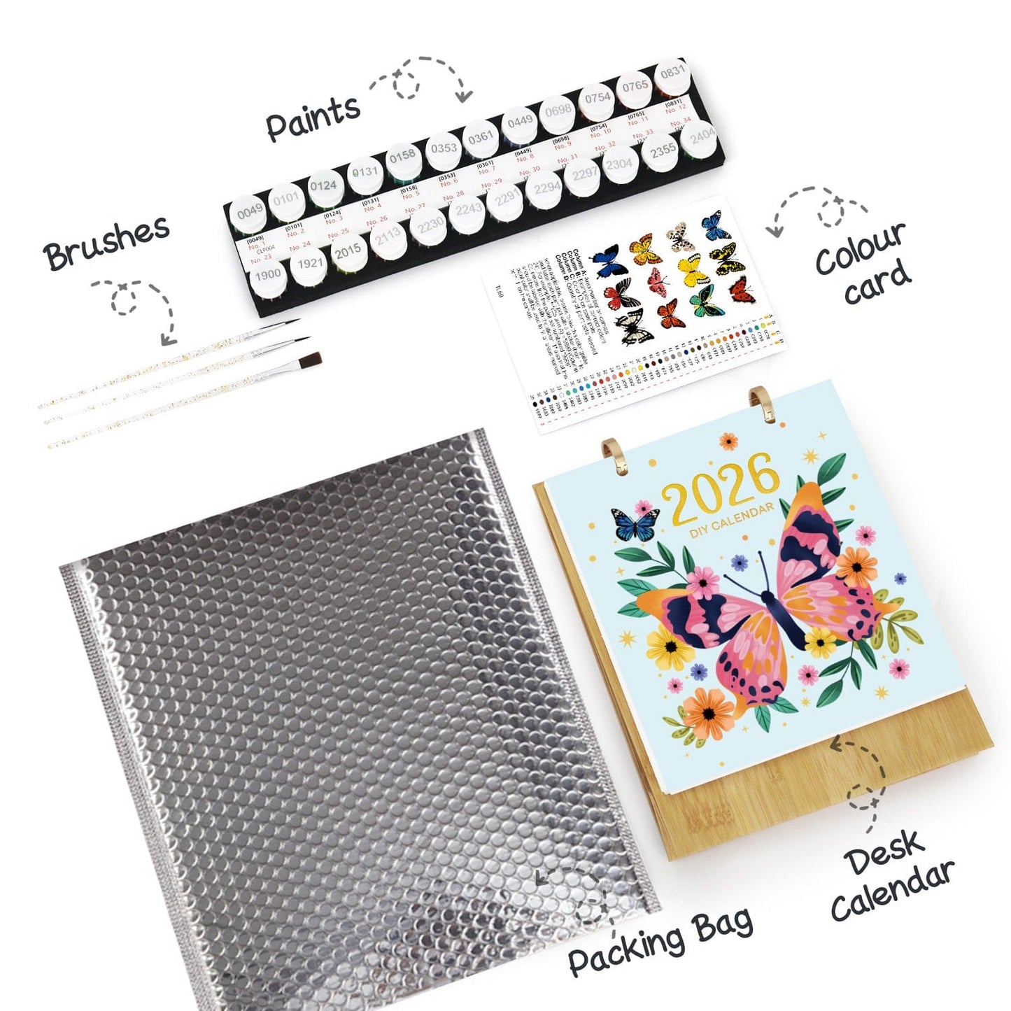 ColourMost™ 2026 Desk Calendar Series – Butterflies /Paint by Numbers(18.2cm x 22.5cm)