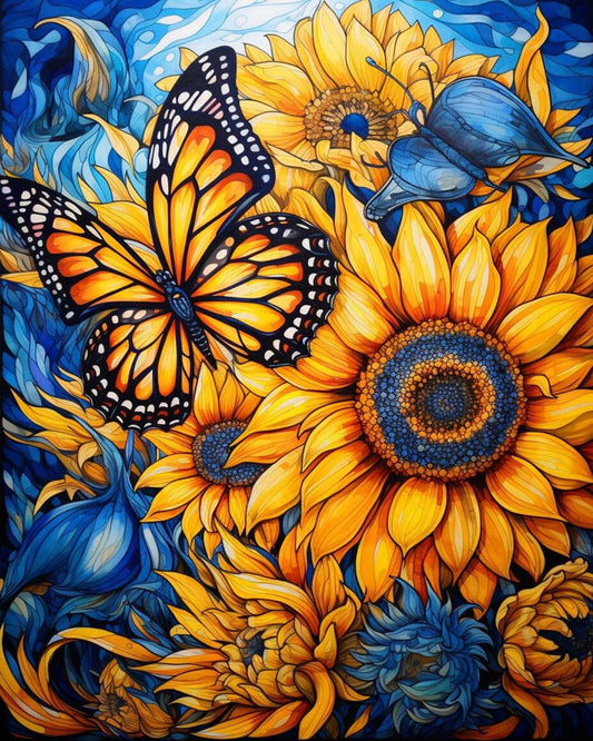 "Colorful Sunflowers" Series - #04 | ๐จ Paint by Numbers | ๐ Diamond Painting (16"x20" / 40x50cm)