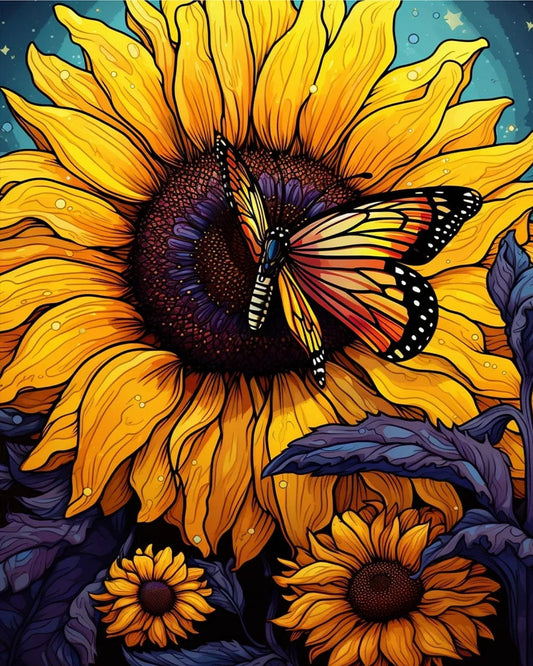 "Colorful Sunflowers" Series - #06 | ๐จ Paint by Numbers | ๐ Diamond Painting (16"x20" / 40x50cm)