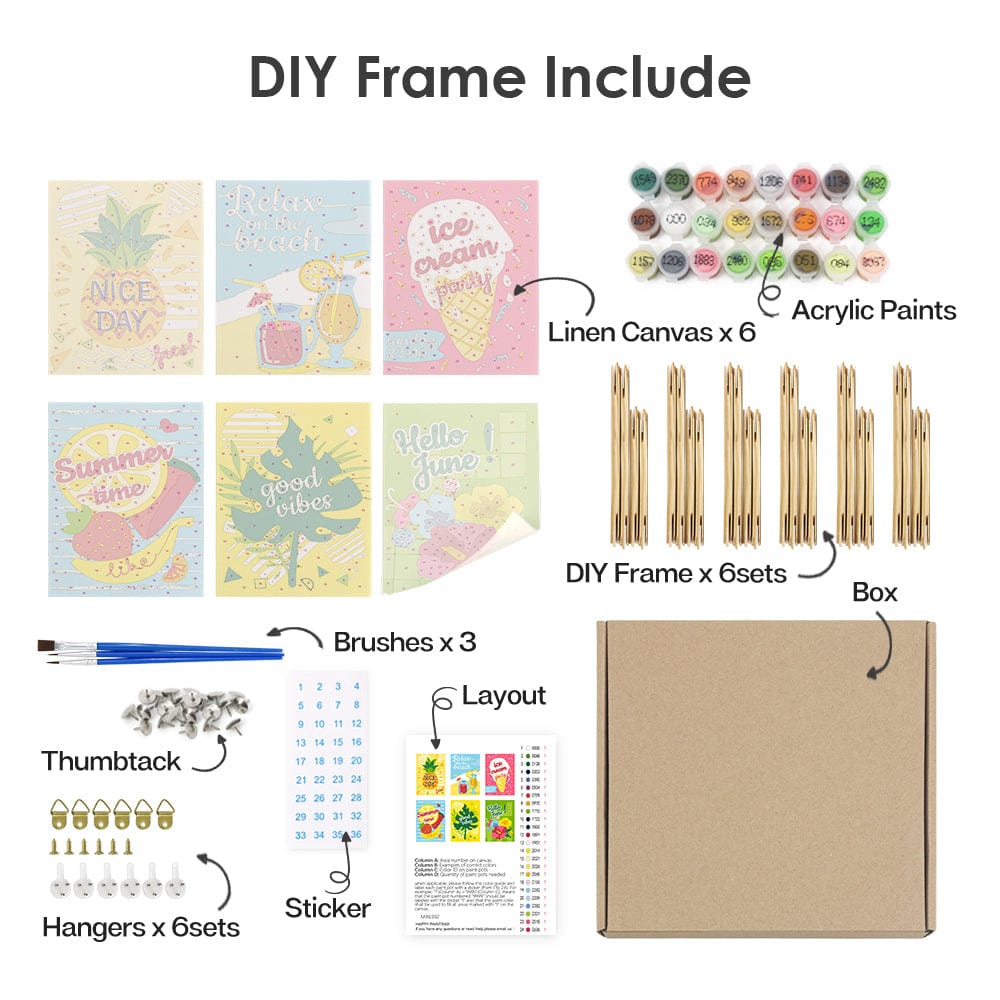 6 Mini Paintings – Summer Vibes Poster Set (5.9” x 7.9” / 15 x 20 cm)