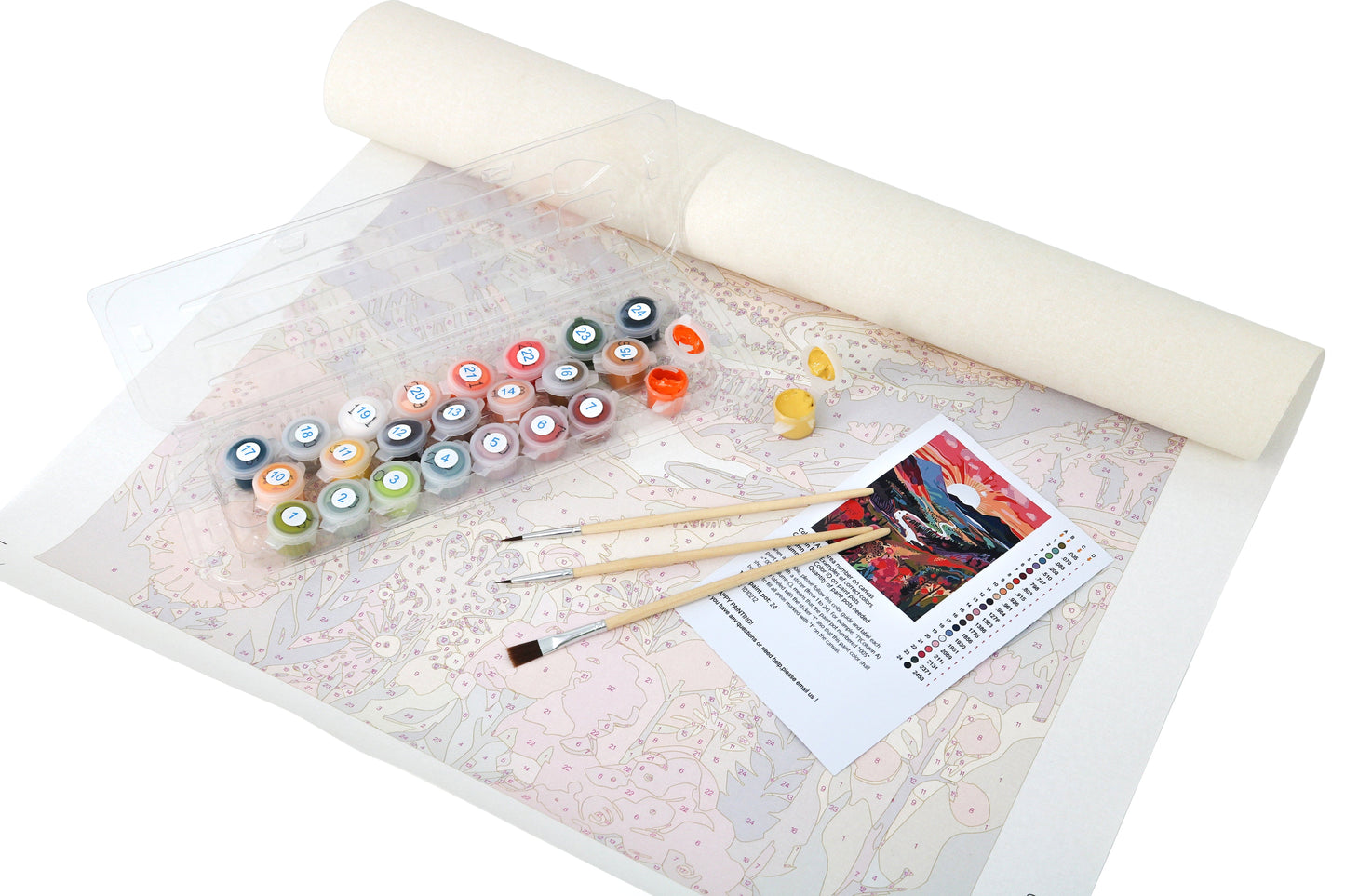 'Cat's Rose Haven' by ColourMost™ | Original Paint by Numbers (16"x16" / 40x40cm)