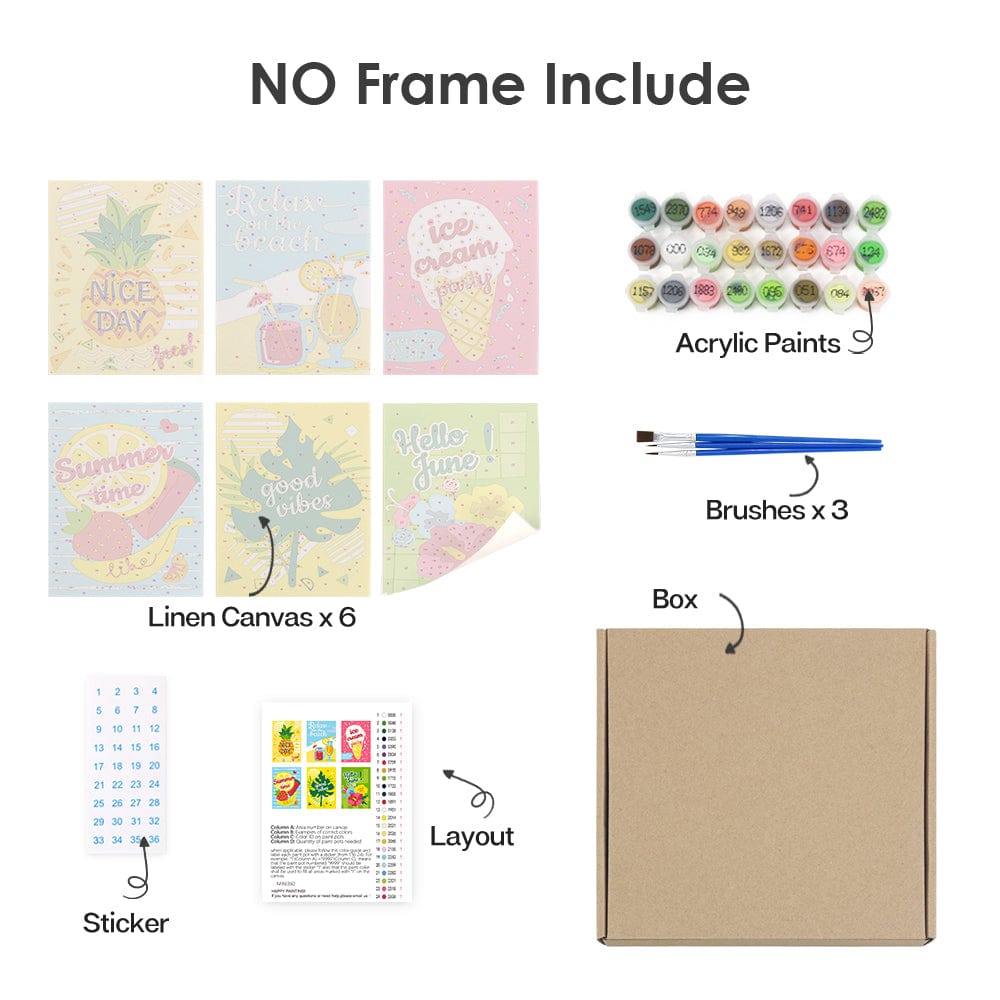 6 Mini Paintings – Summer Vibes Poster Set (5.9” x 7.9” / 15 x 20 cm)