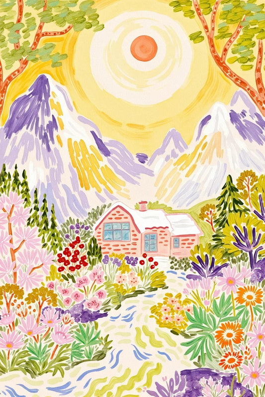 Sunlit Cottage – Paint by Numbers Kit for Adults | Relaxing Nature Art for Calm Living